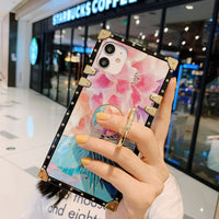 HKM-164883 Butterfly Love Flower Tempered Glass Phone Case for iPhone Models