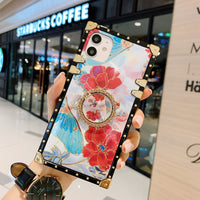 HKM-164883 Butterfly Love Flower Tempered Glass Phone Case for iPhone Models