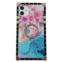 HKM-164883 Butterfly Love Flower Tempered Glass Phone Case for iPhone Models