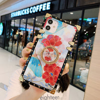 HKM-164883 Butterfly Love Flower Tempered Glass Phone Case for iPhone Models