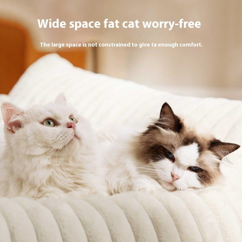 HKM-164947 Medium Large Dog Bed House with Warm Pad for Dogs and Cats - Milky White, Various Sizes Available