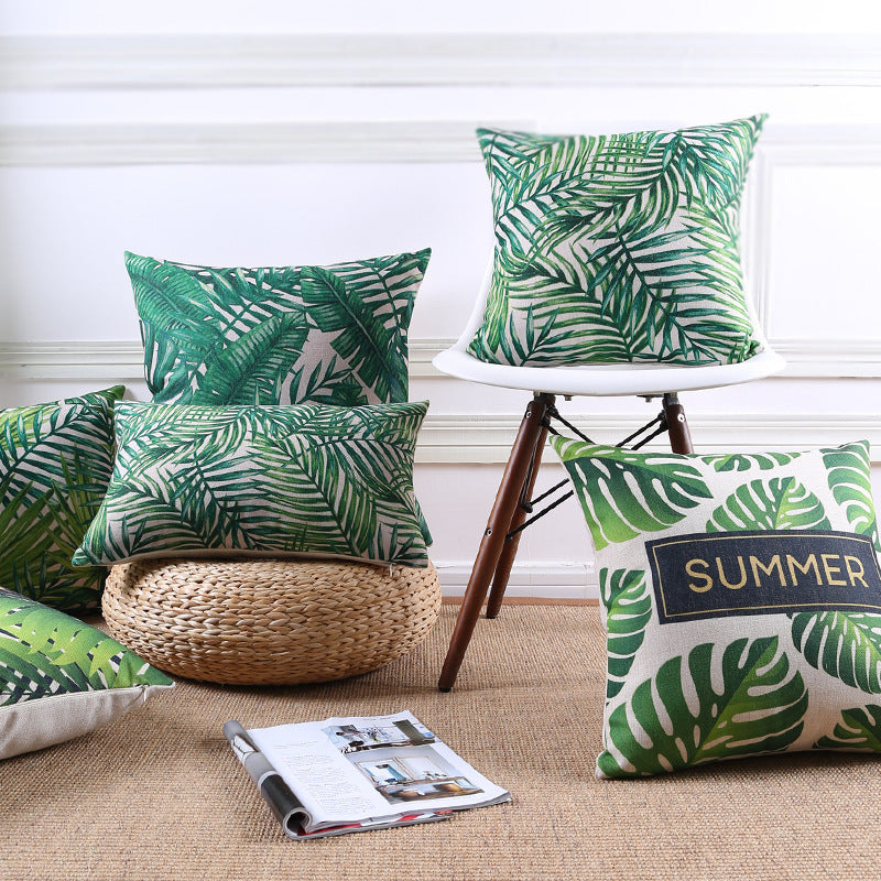 HKM-165011 Tropical Rainforest Printed Throw Pillow Cover - 45x45 CM, Modern Minimalist Design