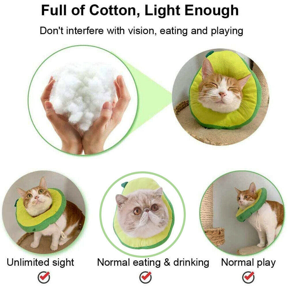 HKM-165139 Adjustable Soft Recovery Collar for Cats and Small Dogs – Lemon Design, Ideal for Post-Surgery and Wound Healing