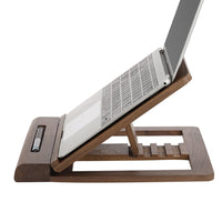 HKM-165139 Adjustable Walnut Laptop Raising Shelf Folding Rack for 15-Inch Computers