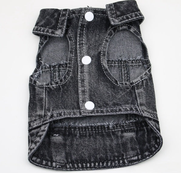 HKM-165203 Denim Traction Vest for Small Dogs – Casual Pet Clothing in Blue and Black