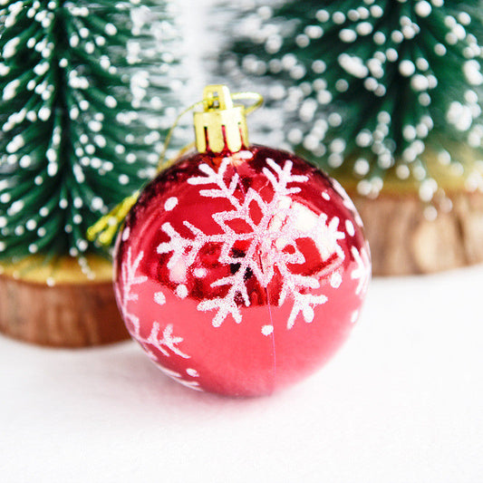 HKM-165395 Colorful Christmas Tree Balls with Snowflake Design - Pack of 6 (Multi-Color Options)
