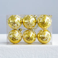 HKM-165395 Colorful Christmas Tree Balls with Snowflake Design - Pack of 6 (Multi-Color Options)