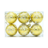 HKM-165395 Colorful Christmas Tree Balls with Snowflake Design - Pack of 6 (Multi-Color Options)