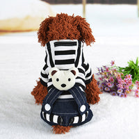 HKM-165395 Striped Bear Suspenders Four-Legged Dog Trousers - Cotton Pet Clothing