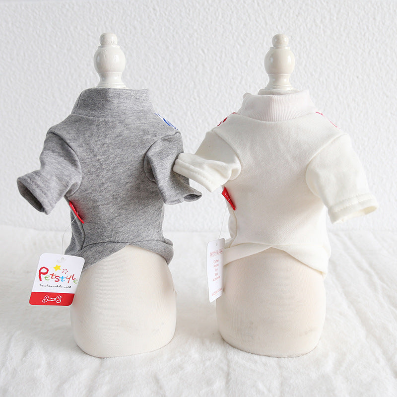 HKM-165459 Casual Striped Sweater for Dogs - Cotton Material in Gray and White