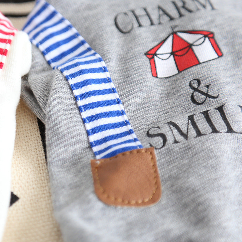HKM-165459 Casual Striped Sweater for Dogs - Cotton Material in Gray and White
