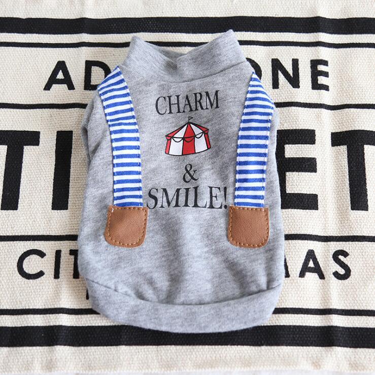 HKM-165459 Casual Striped Sweater for Dogs - Cotton Material in Gray and White
