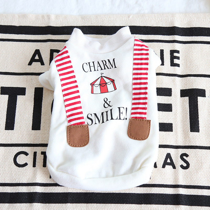 HKM-165459 Casual Striped Sweater for Dogs - Cotton Material in Gray and White