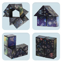 HKM-165523 Infinity Cube Fidget Toy for Stress Relief - Shape Shifting Magic Puzzle - Ages 2 and Up - Dark Blue/Black