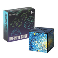 HKM-165523 Infinity Cube Fidget Toy for Stress Relief - Shape Shifting Magic Puzzle - Ages 2 and Up - Dark Blue/Black