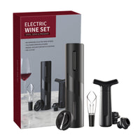 HKM-165523 USB Rechargeable Electronic Bottle Opener with Foil Cutter, Multi-Function Corkscrew Set, ABS Matte Black