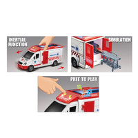 HKM-165587 1:16 Scale Ambulance Toy Vehicle with Light & Music - Friction Powered Emergency Fire Truck for Kids 3-8 Years
