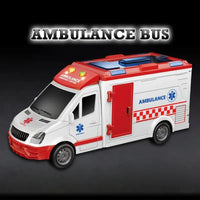 HKM-165587 1:16 Scale Ambulance Toy Vehicle with Light & Music - Friction Powered Emergency Fire Truck for Kids 3-8 Years