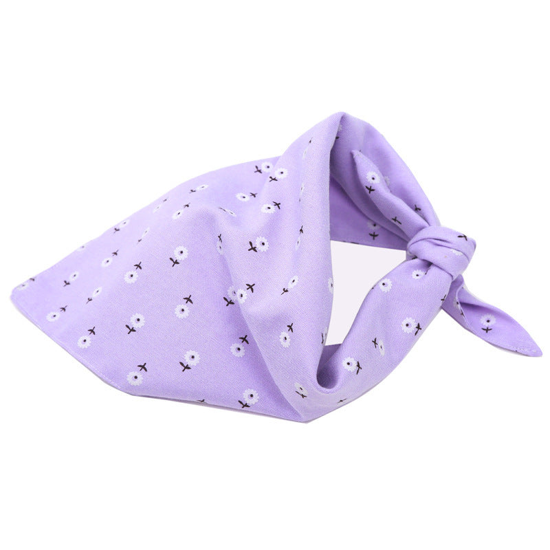 HKM-165651 Cotton Triangle Dog Scarf - Stylish Pet Saliva Towel, Decorative Accessory, Sizes S & M