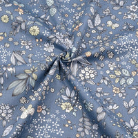 HKM-165779 Floral Pattern Cotton Twill Fabric for DIY Projects and Bedding, 160cm Wide, 100% Cotton