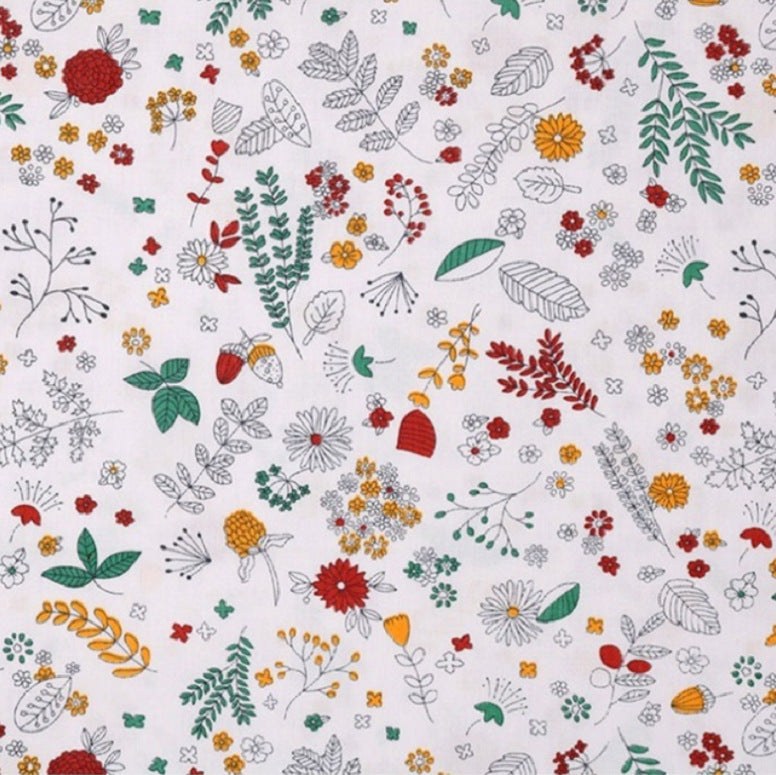 HKM-165779 Floral Pattern Cotton Twill Fabric for DIY Projects and Bedding, 160cm Wide, 100% Cotton