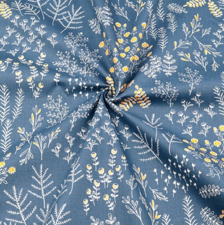 HKM-165779 Floral Pattern Cotton Twill Fabric for DIY Projects and Bedding, 160cm Wide, 100% Cotton