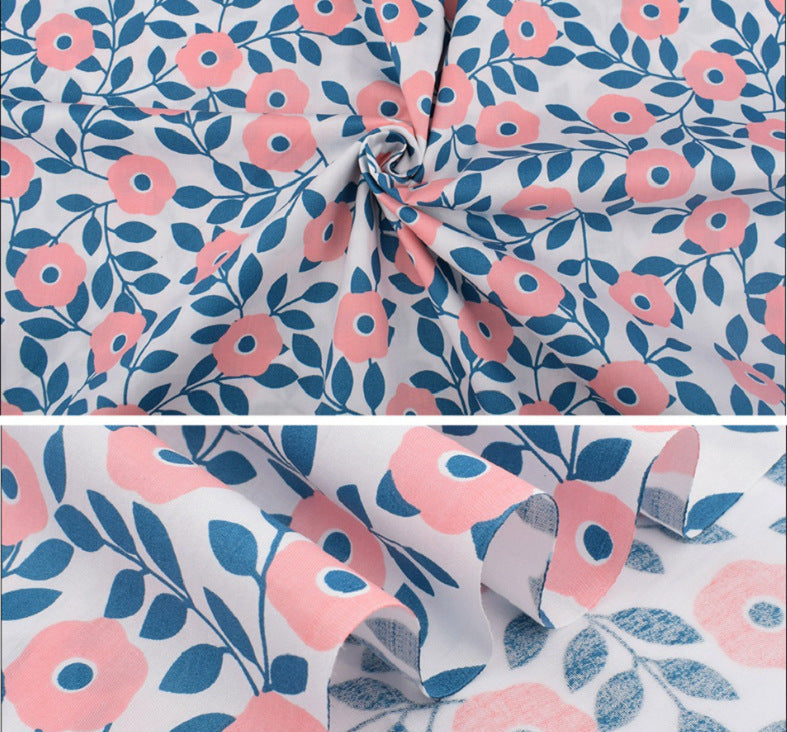 HKM-165779 Floral Pattern Cotton Twill Fabric for DIY Projects and Bedding, 160cm Wide, 100% Cotton