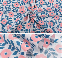 HKM-165779 Floral Pattern Cotton Twill Fabric for DIY Projects and Bedding, 160cm Wide, 100% Cotton