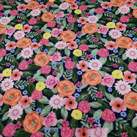 HKM-165779 Floral Pattern Cotton Twill Fabric for DIY Projects and Bedding, 160cm Wide, 100% Cotton
