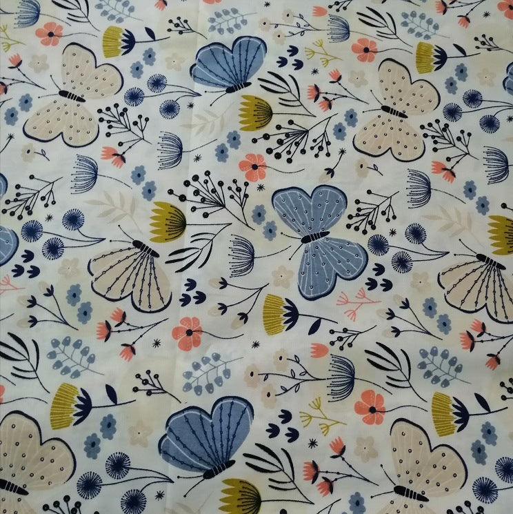 HKM-165779 Floral Pattern Cotton Twill Fabric for DIY Projects and Bedding, 160cm Wide, 100% Cotton