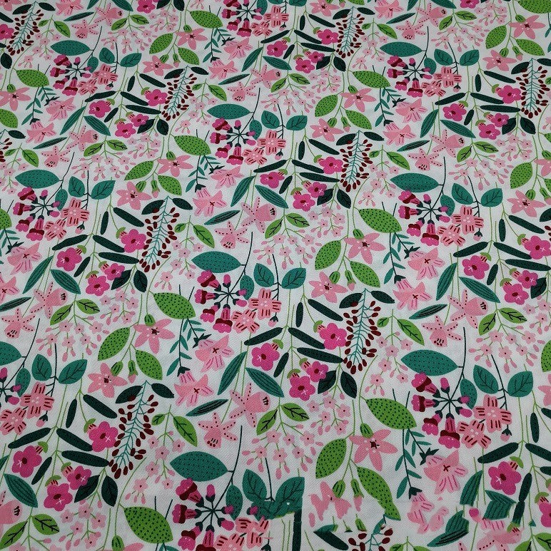 HKM-165779 Floral Pattern Cotton Twill Fabric for DIY Projects and Bedding, 160cm Wide, 100% Cotton