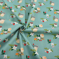 HKM-165779 Floral Pattern Cotton Twill Fabric for DIY Projects and Bedding, 160cm Wide, 100% Cotton