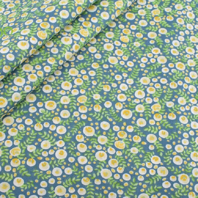 HKM-165779 Floral Pattern Cotton Twill Fabric for DIY Projects and Bedding, 160cm Wide, 100% Cotton