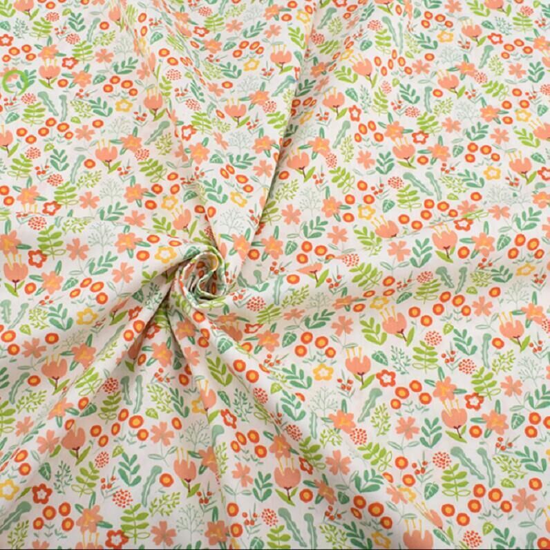 HKM-165779 Floral Pattern Cotton Twill Fabric for DIY Projects and Bedding, 160cm Wide, 100% Cotton