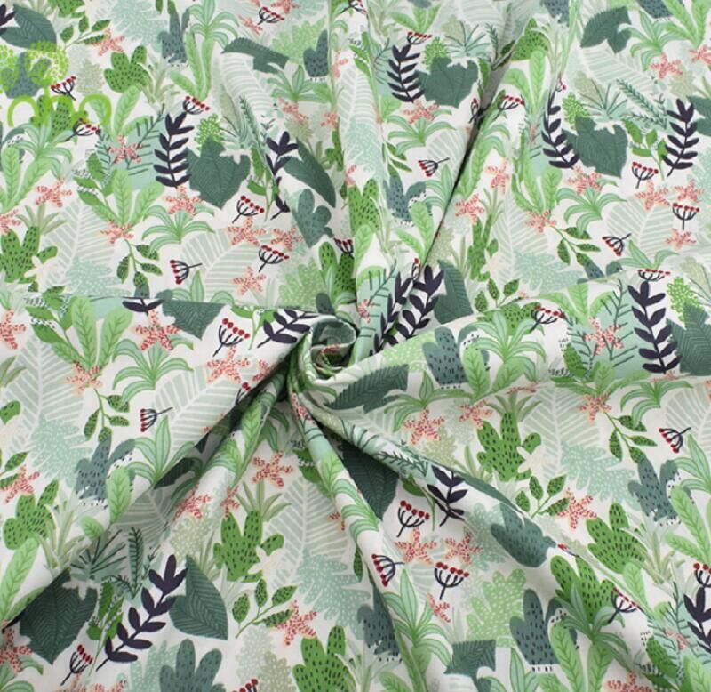 HKM-165779 Floral Pattern Cotton Twill Fabric for DIY Projects and Bedding, 160cm Wide, 100% Cotton