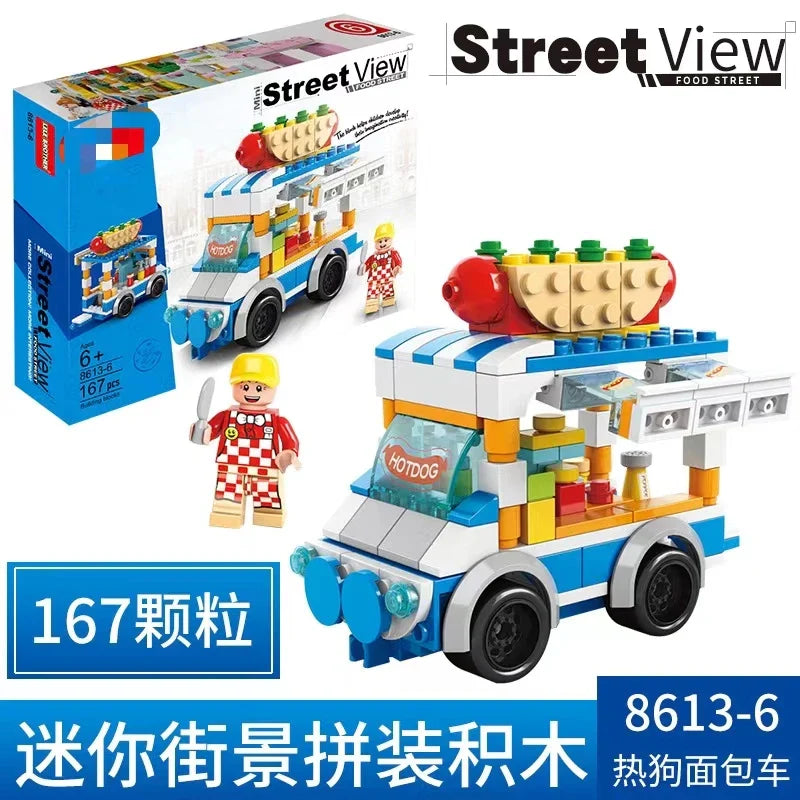 KTX-165779 Kids DIY Building Blocks Set - Street View Coffee Cake Shop Decoration - Educational Toy for All Ages
