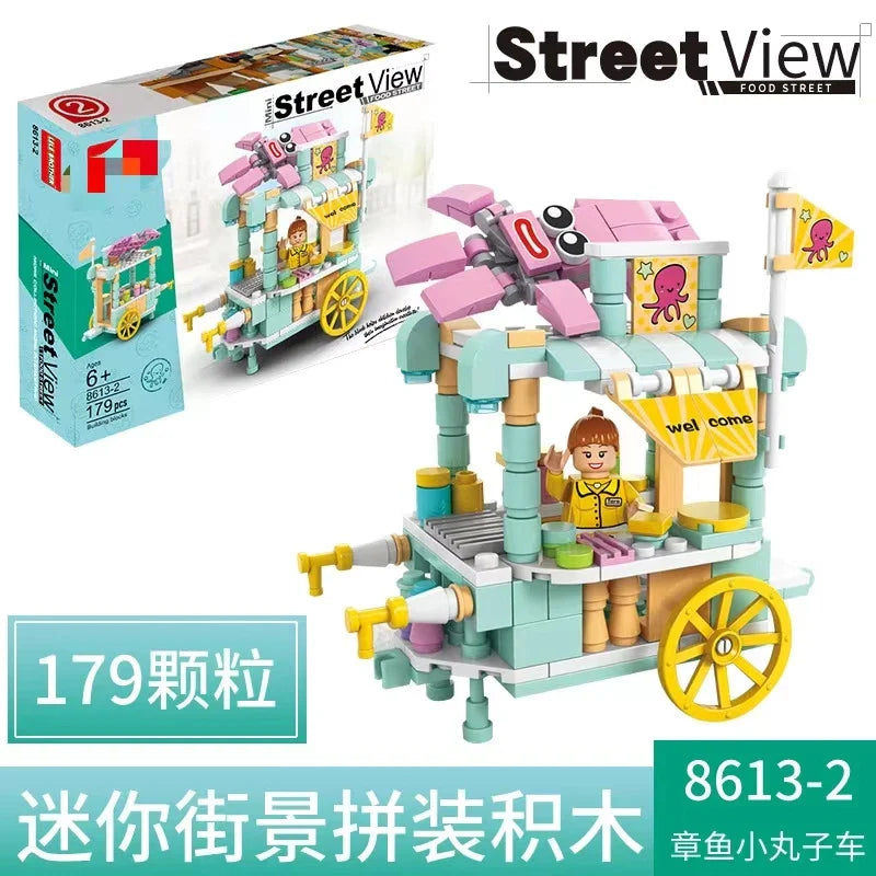 KTX-165779 Kids DIY Building Blocks Set - Street View Coffee Cake Shop Decoration - Educational Toy for All Ages