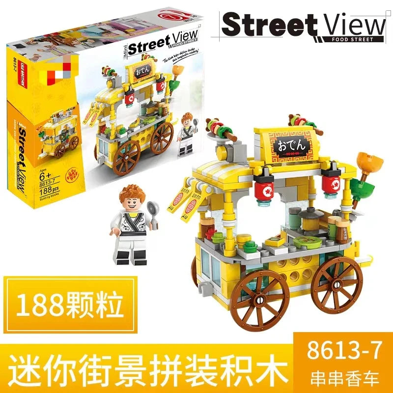 KTX-165779 Kids DIY Building Blocks Set - Street View Coffee Cake Shop Decoration - Educational Toy for All Ages