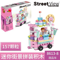 HKM-165779 Kids DIY Building Blocks Set - Street View Coffee Cake Shop Decoration - Educational Toy for All Ages