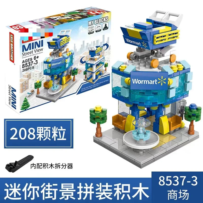 KTX-165779 Kids DIY Building Blocks Set - Street View Coffee Cake Shop Decoration - Educational Toy for All Ages
