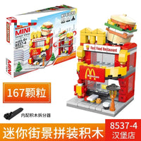 HKM-165779 Kids DIY Building Blocks Set - Street View Coffee Cake Shop Decoration - Educational Toy for All Ages