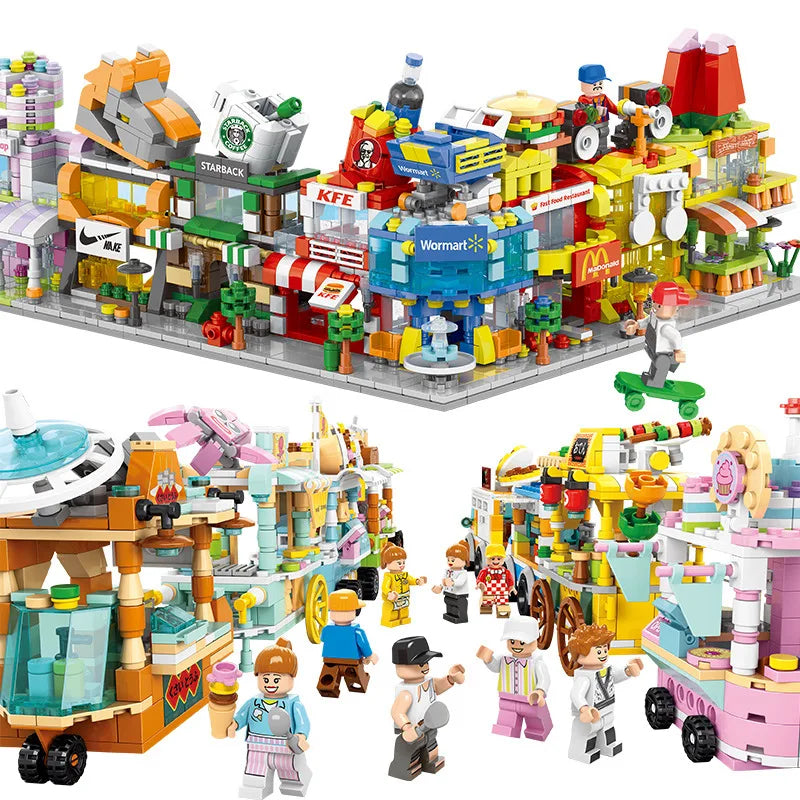 KTX-165779 Kids DIY Building Blocks Set - Street View Coffee Cake Shop Decoration - Educational Toy for All Ages