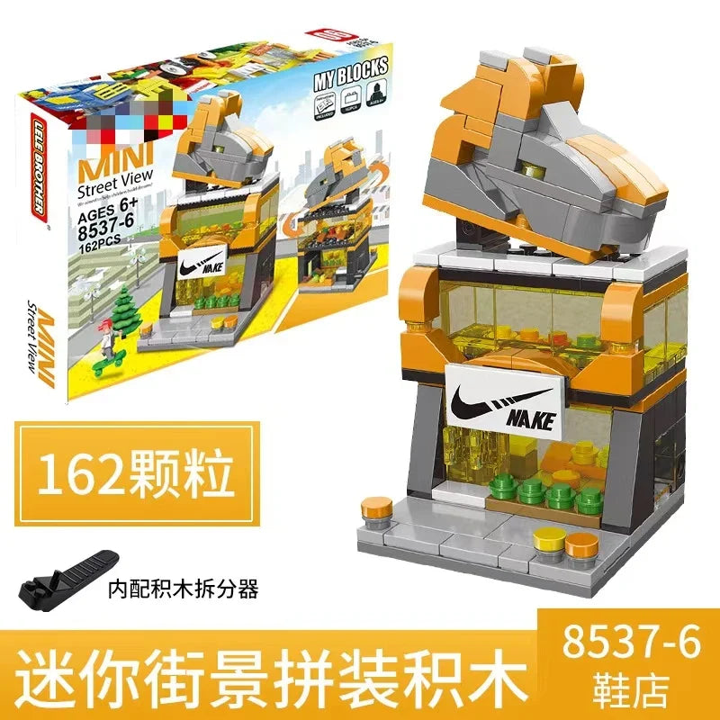 KTX-165779 Kids DIY Building Blocks Set - Street View Coffee Cake Shop Decoration - Educational Toy for All Ages