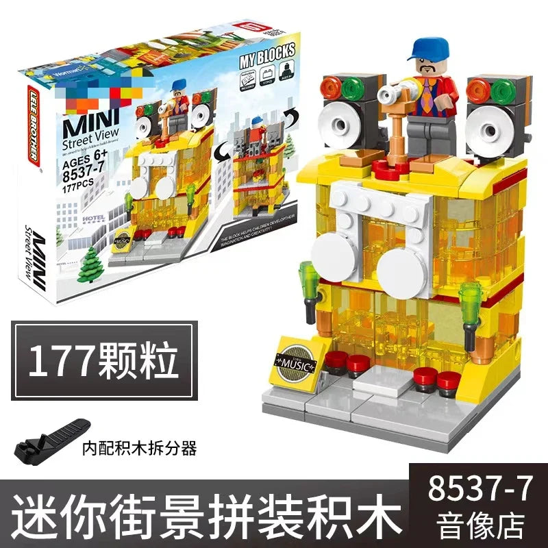 KTX-165779 Kids DIY Building Blocks Set - Street View Coffee Cake Shop Decoration - Educational Toy for All Ages