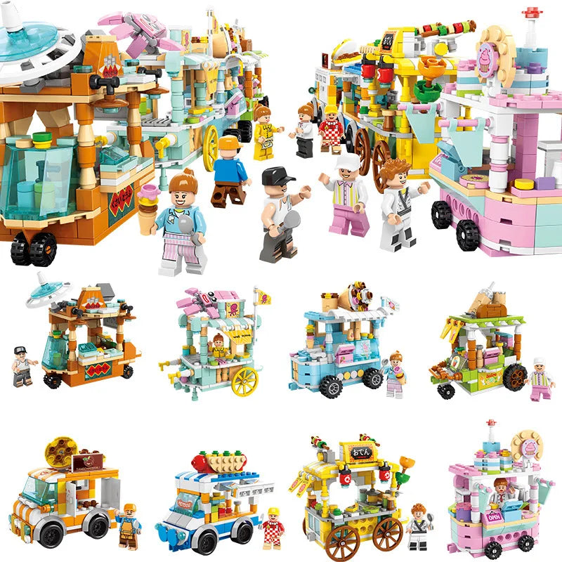 KTX-165779 Kids DIY Building Blocks Set - Street View Coffee Cake Shop Decoration - Educational Toy for All Ages