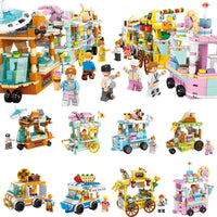 HKM-165779 Kids DIY Building Blocks Set - Street View Coffee Cake Shop Decoration - Educational Toy for All Ages