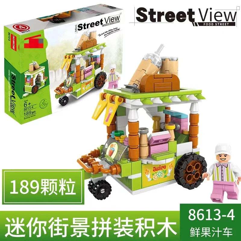 KTX-165779 Kids DIY Building Blocks Set - Street View Coffee Cake Shop Decoration - Educational Toy for All Ages