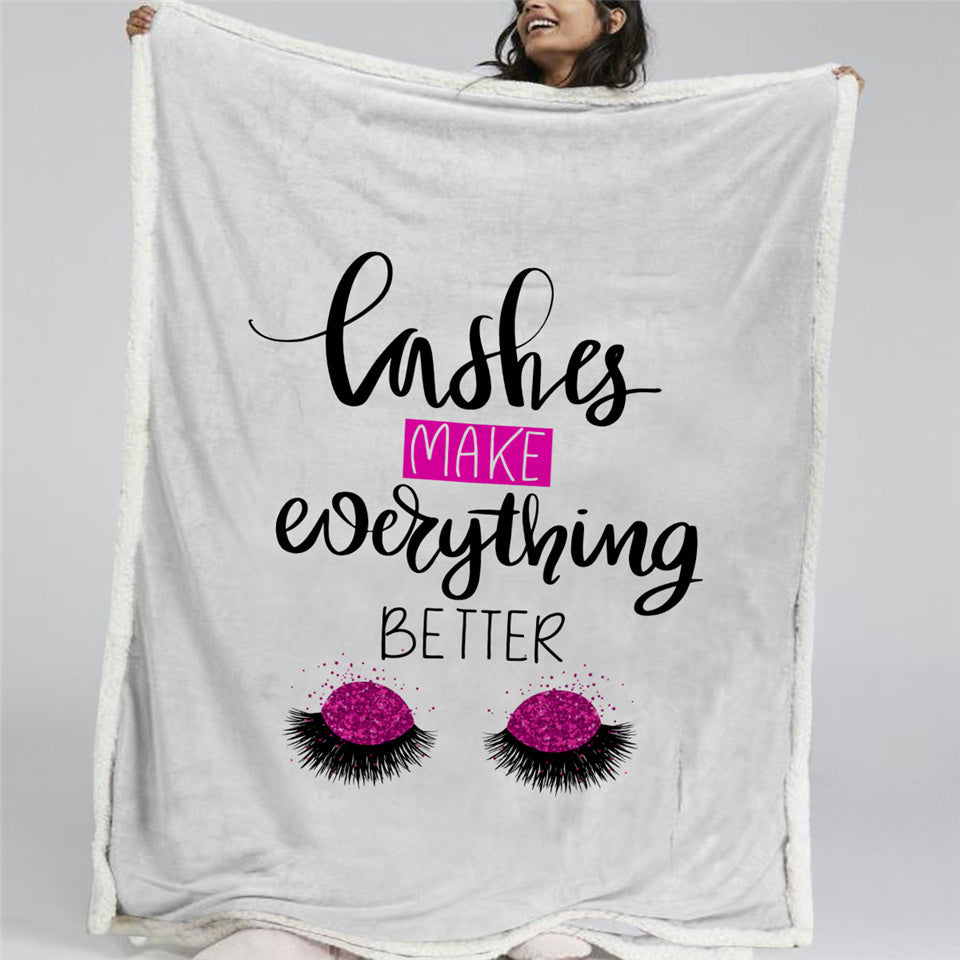 HKM-165779 Thick Double Layer Geometric Wool Velvet Air-conditioning Quilt Blanket 150x200 cm