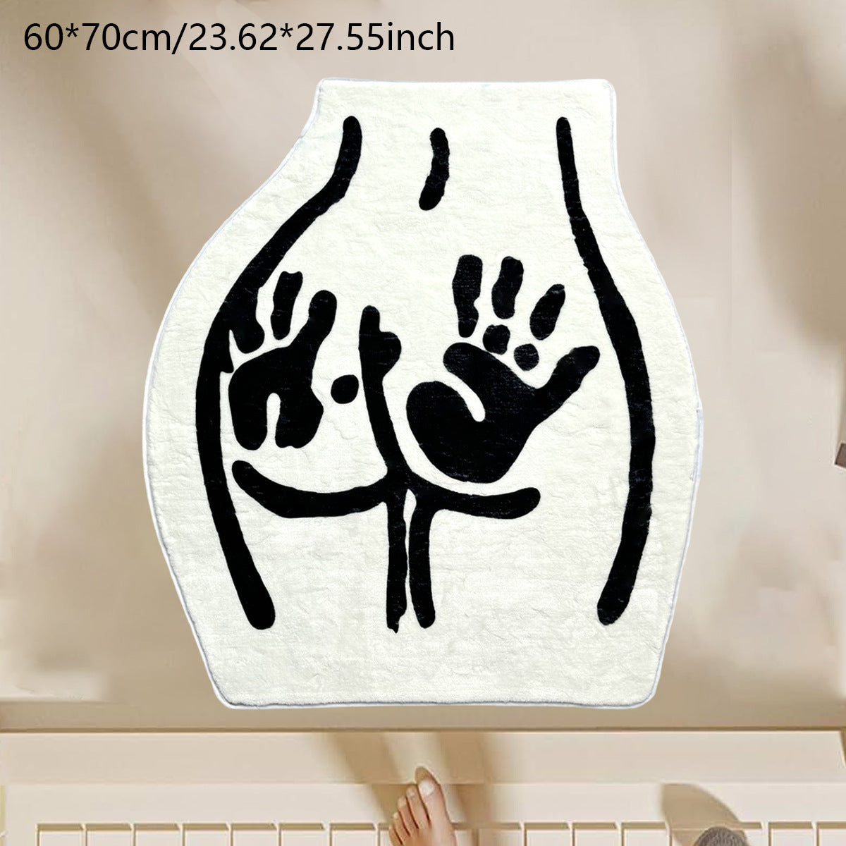 HKM-165843 White Polyester Fiber Alien Design Carpet for Bathroom and Bedroom - 60x70cm
