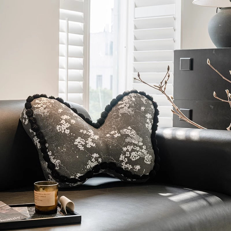 HKM-165907 French Retro Butterfly Pillow with Plant and Flower Pattern 46x40cm